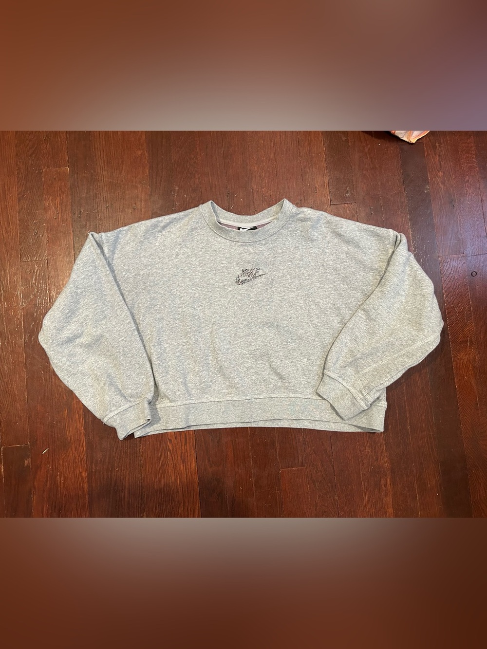 Nike Light Gray Crewneck Sweatshirt with Mini Swoosh